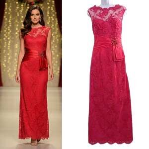 Rickie Freeman Teri Jon Gown Women's Size 2 Red Lace Formal Party Maxi Dress